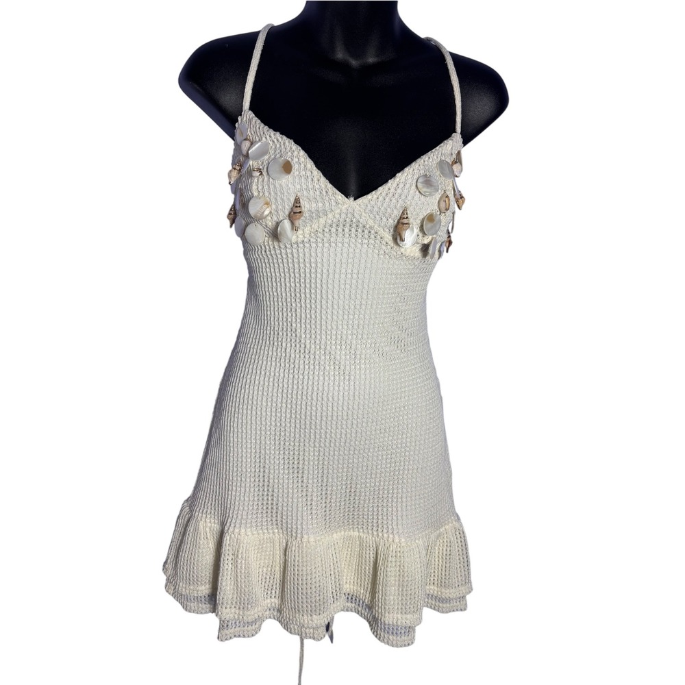 Windsor women's large ocean daydream seashell mini dress open knit strappy back